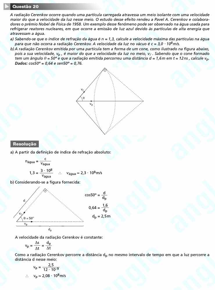 Unicamp 2011 – segunda fase: Questão 20 – Ciências da natureza