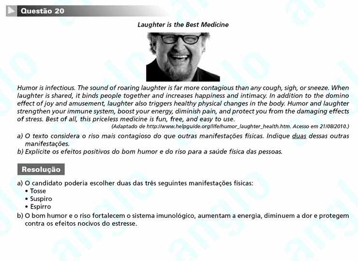 Unicamp 2011 – segunda fase: Questão 20 – Inglês