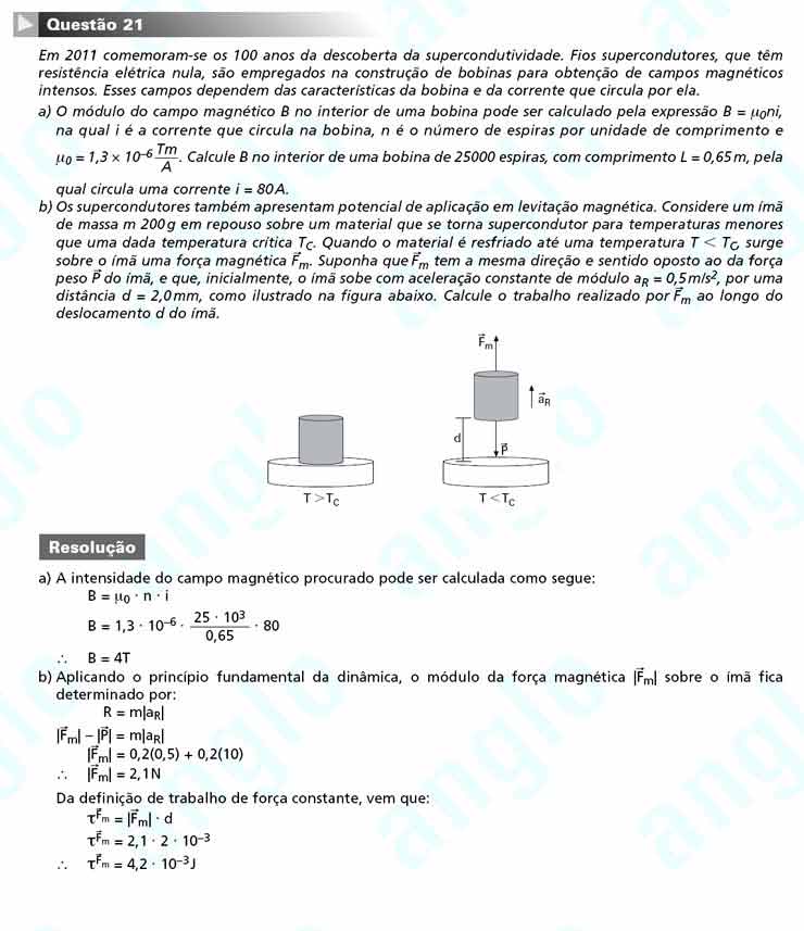 Unicamp 2011 – segunda fase: Questão 21 – Ciências da natureza