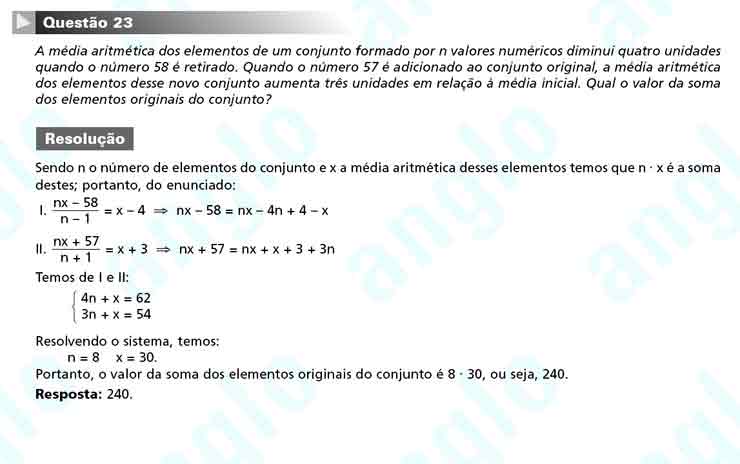 Unesp 2011 – segunda fase: Questão 23 – Matemática