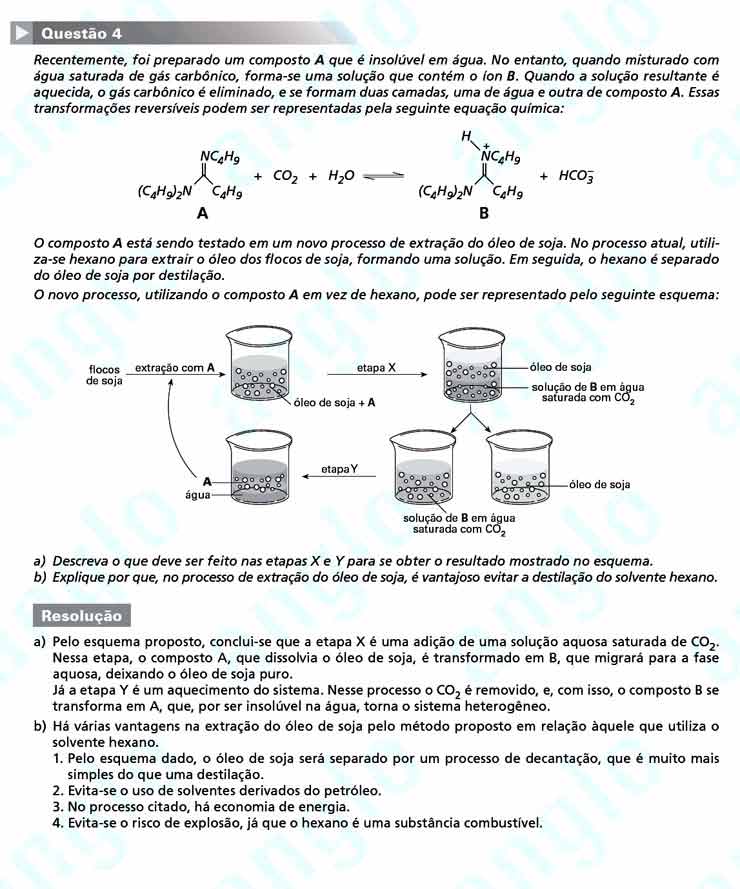 Fuvest 2011 – segunda fase: Questão 4 (Química) – Conhecimentos Específicos