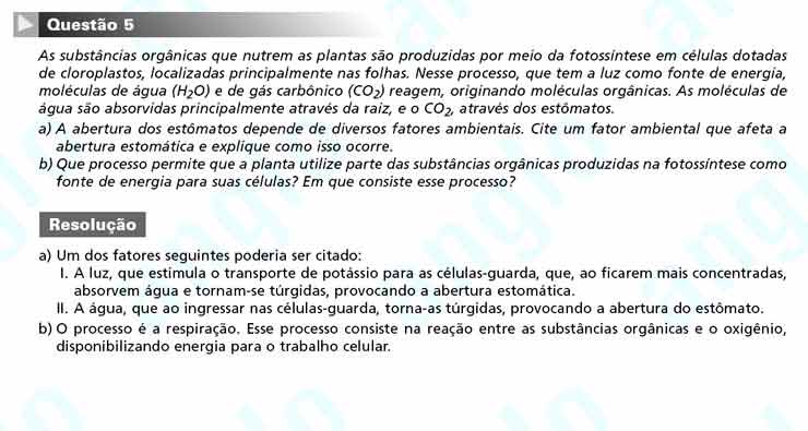 Unicamp 2011 – segunda fase: Questão 5 – Ciências da natureza
