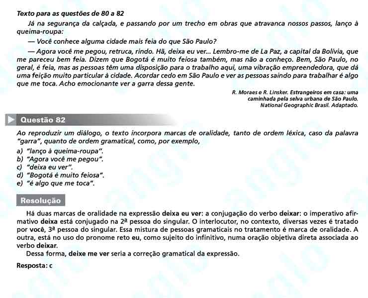 FUVEST 2011 – Primeira Fase – Questão 82