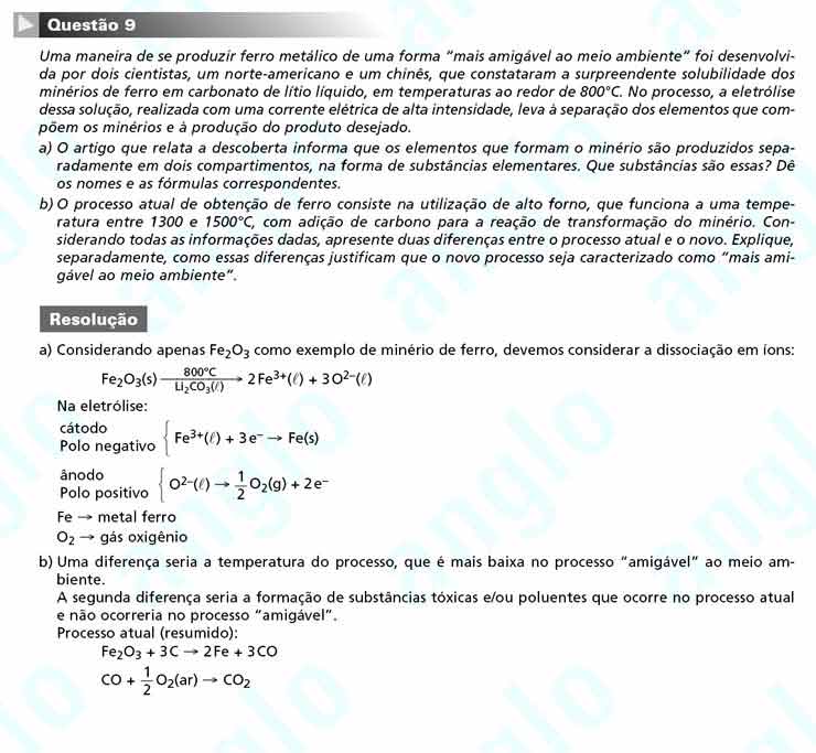 Unicamp 2011 – segunda fase: Questão 9 – Ciências da natureza