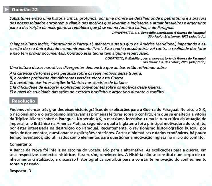 Enem 2010: Questão 22 – Ciências Humanas (prova azul)