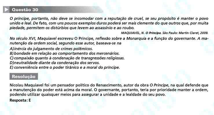 Enem 2010: Questão 30 – Ciências Humanas (prova azul)