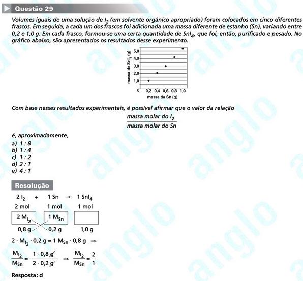 Primeira fase Fuvest 2012: questão 29 (prova V)