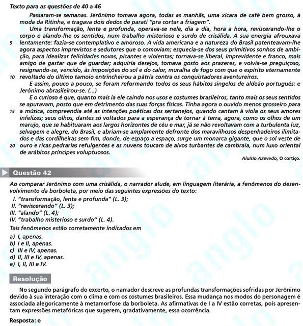 Primeira fase Fuvest 2012: questão 42 (prova V)