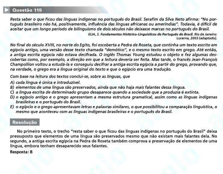 Enem 2010: Questão 115  – Linguagens e Códigos (prova amarela)