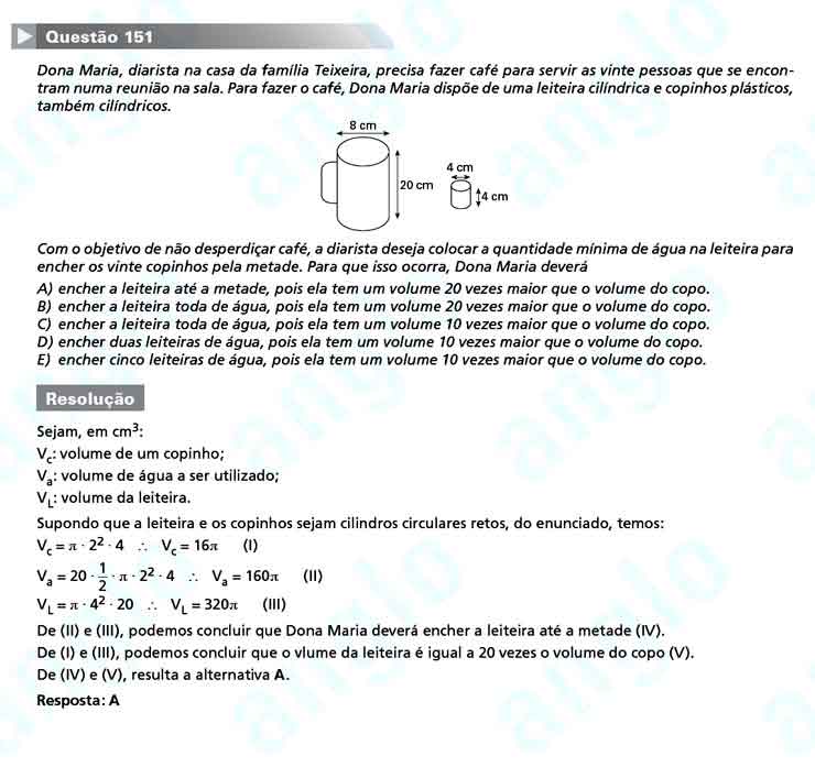 Enem 2010: Questão 151 – Matemática (prova amarela)