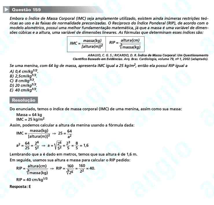 Enem 2010: Questão 159  – Matemática (prova amarela)