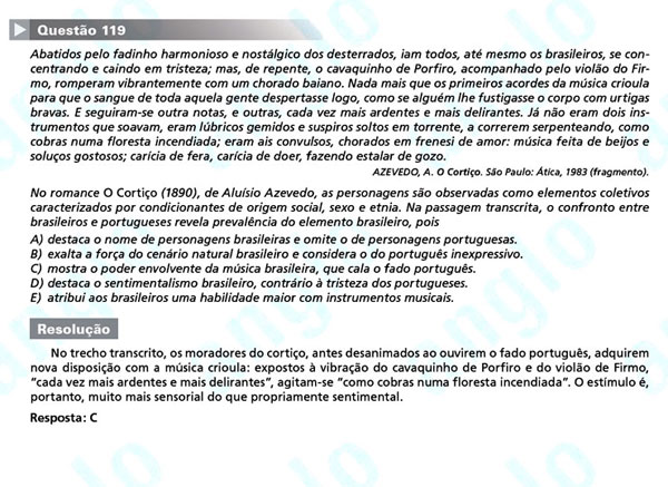 Enem 2011: Questão 119 – Linguagens e Códigos (prova amarela)