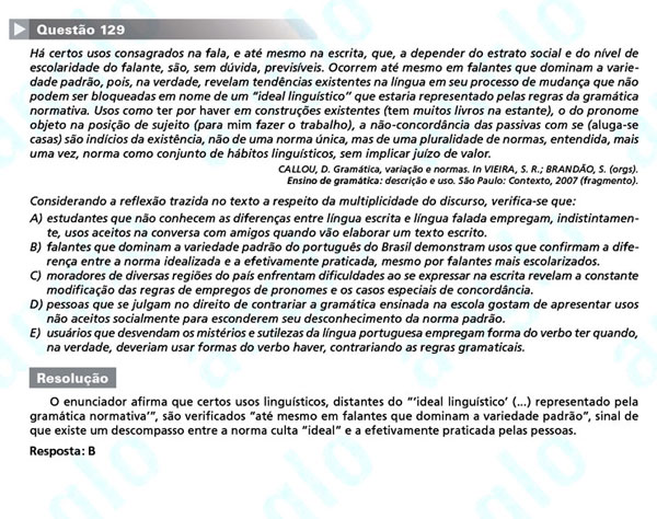 Enem 2011: Questão 129 – Linguagens e Códigos (prova amarela)