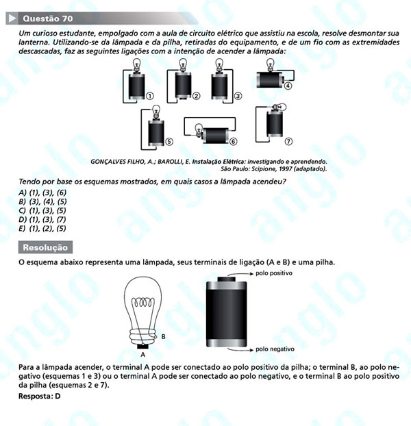 Enem 2011: Questão 70 – Ciências da Natureza (prova azul)