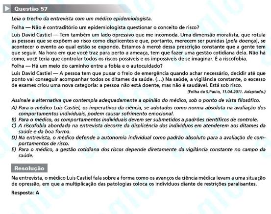 Unesp 2012: Questão 57 – Primeira fase