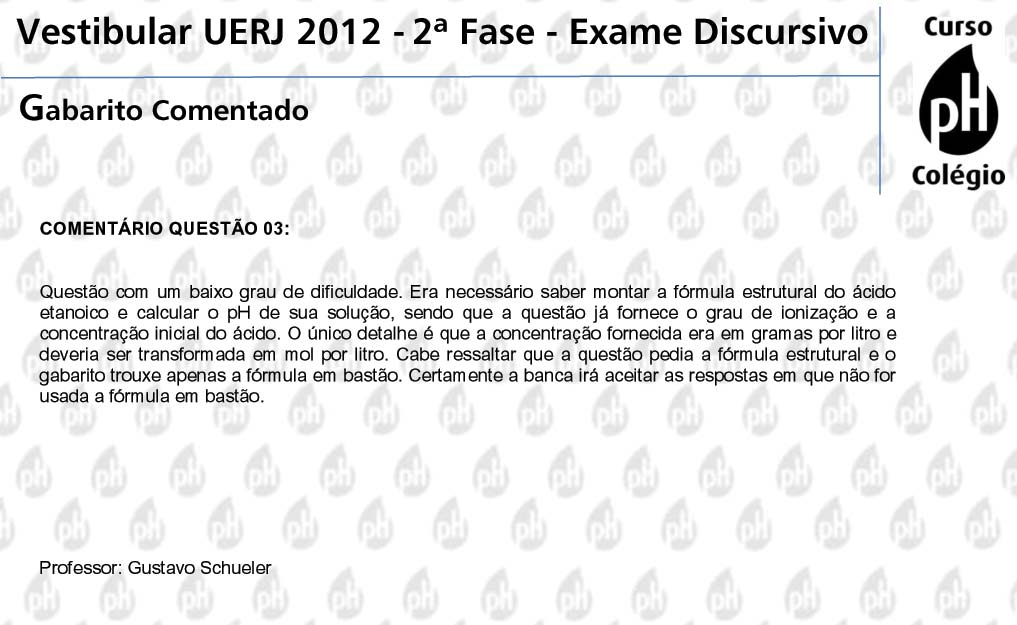 Uerj 2012 – Química (questão 3)