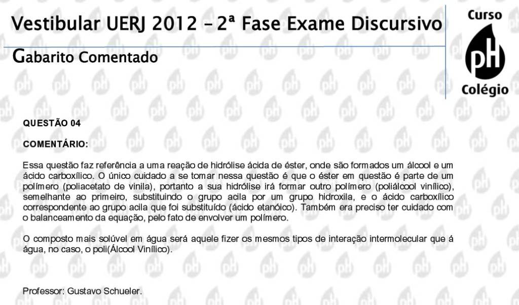 Uerj 2012 – Química (questão 4)