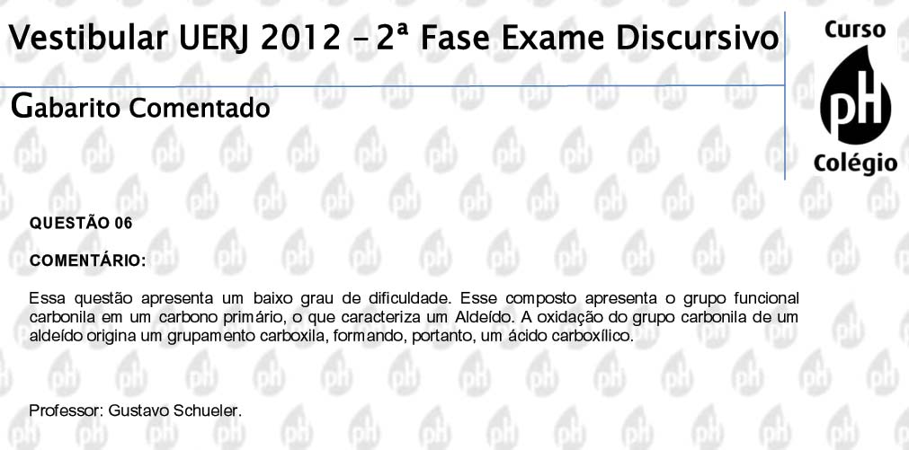 Uerj 2012 – Química (questão 6)