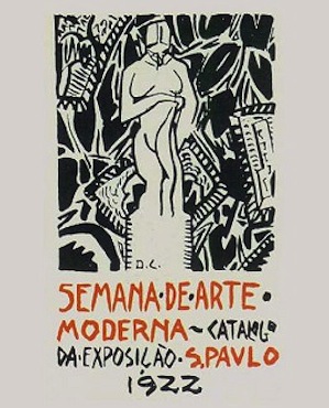 Também conhecida como semana de 22, a Semana de Arte Moderna é um marco na história brasileira. Nela, pintura, escultura, poesia, literatura e música brasileiras entraram de vez no modernismo, rompendo com os padrões anteriores. A imagem mostra a capa do catálogo do evento.