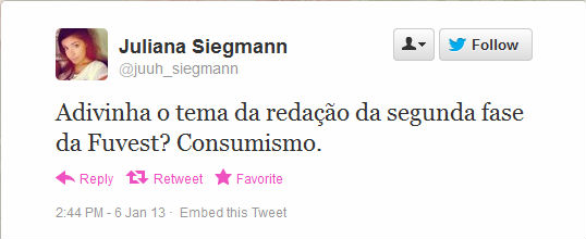 Tema de redação da Fuvest 2013 foi o consumismo