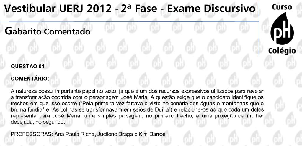 Uerj 2012 – Literatura (questão 1)