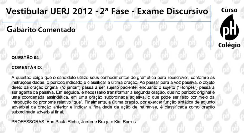 Uerj 2012 – Literatura (questão 4)