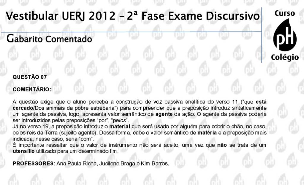 Uerj 2012 – Literatura (questão 7)