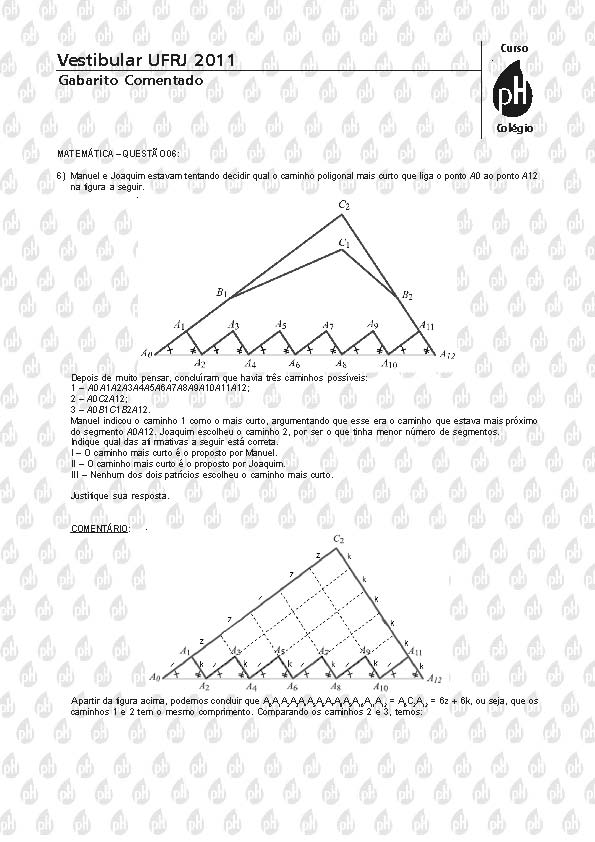 UFRJ 2011: Questão 6 – Matemática