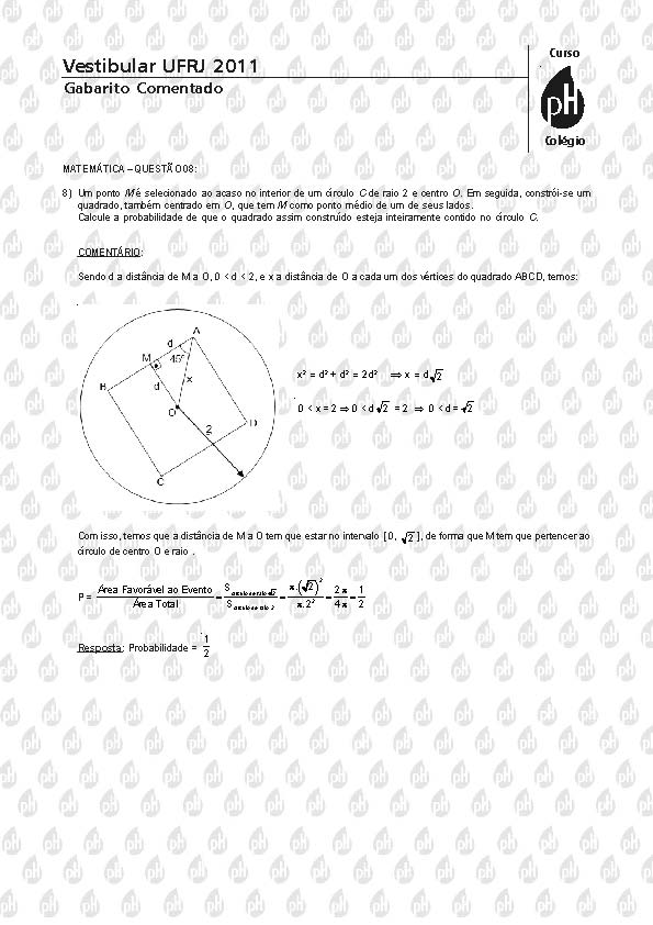 UFRJ 2011: Questão 8 – Matemática