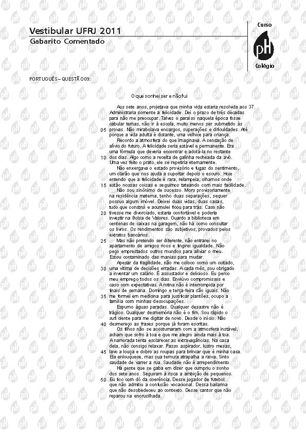 UFRJ 2011: Questão 9 – Português