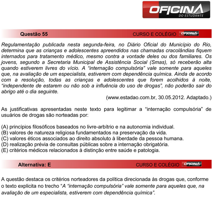 Unesp meio de ano 2012: Questão 55 – Primeira fase