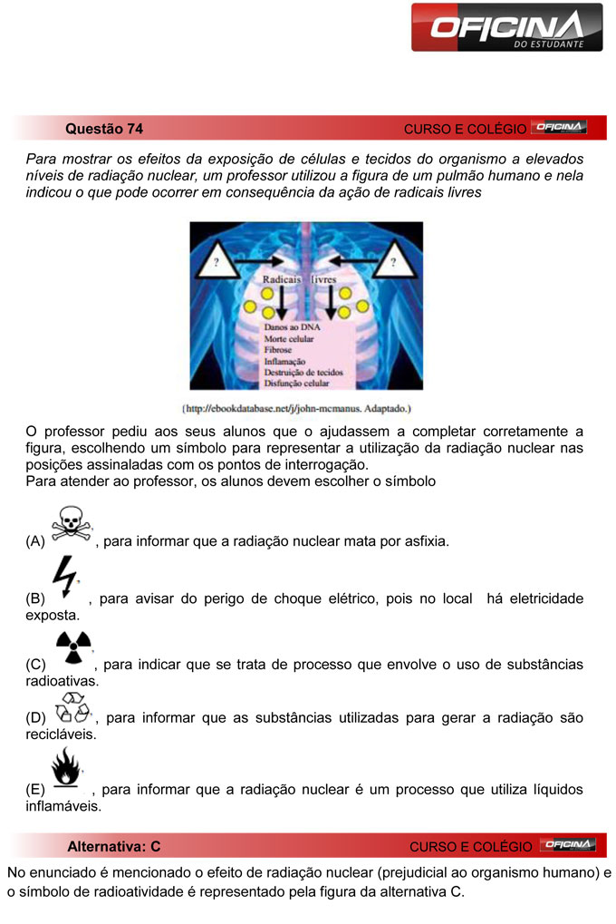 Unesp meio de ano 2012: Questão 74 – Primeira fase