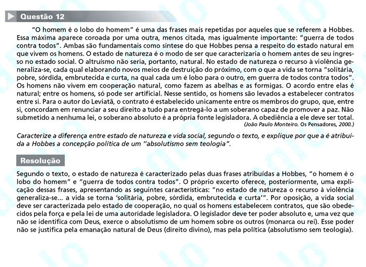 Unesp 2012 – segunda fase: questão 12 – Ciências Humanas