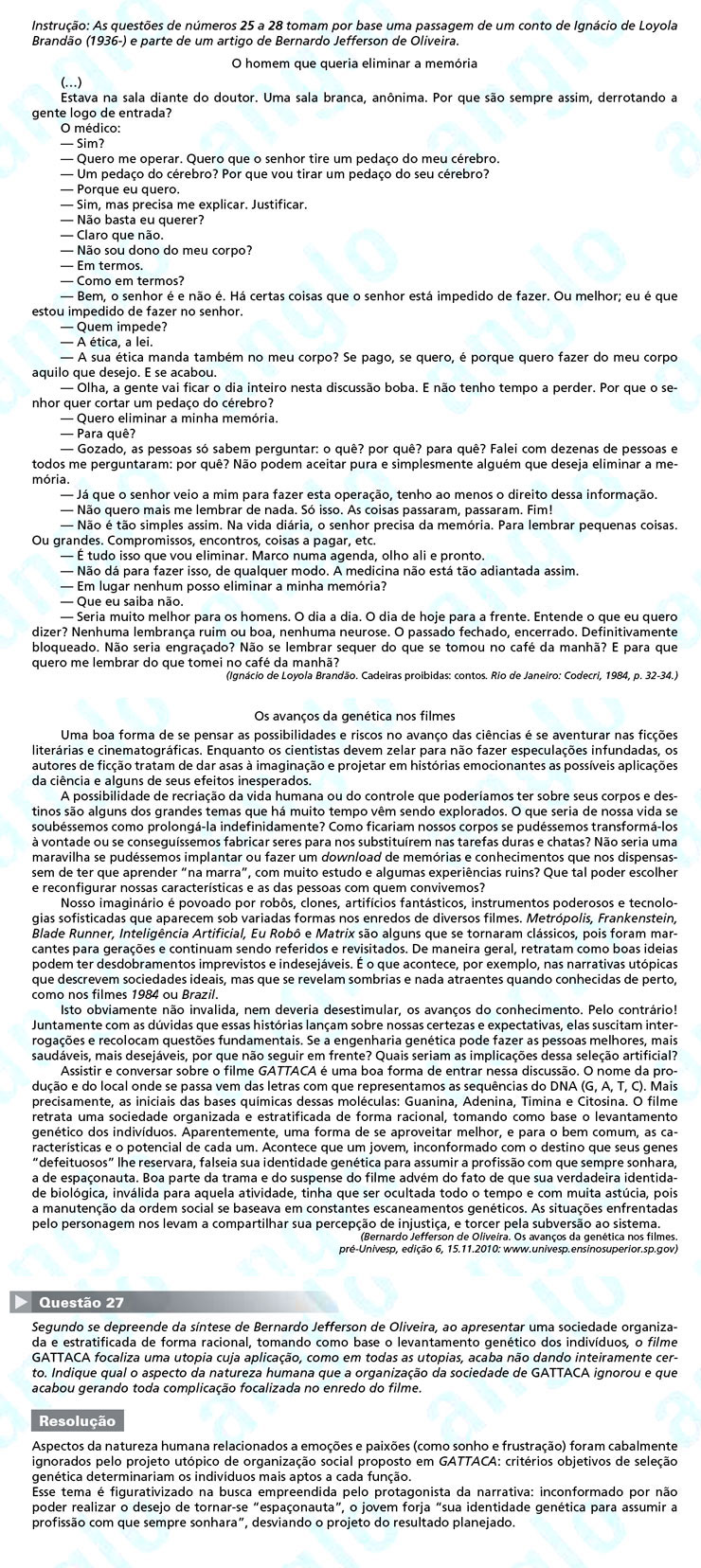 Unesp 2012 – segunda fase: questão 27 – Linguagens e Códigos
