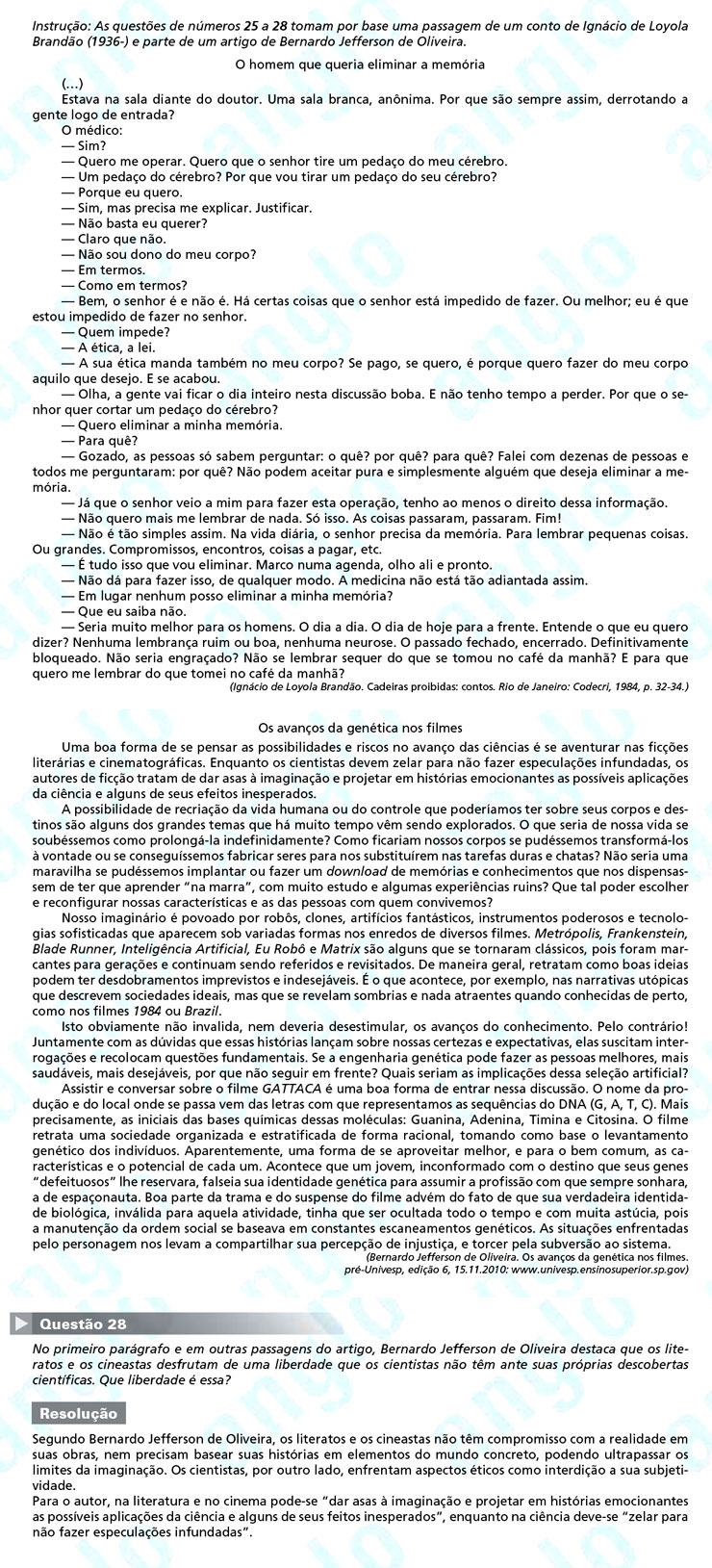 Unesp 2012 – segunda fase: questão 28 – Linguagens e Códigos