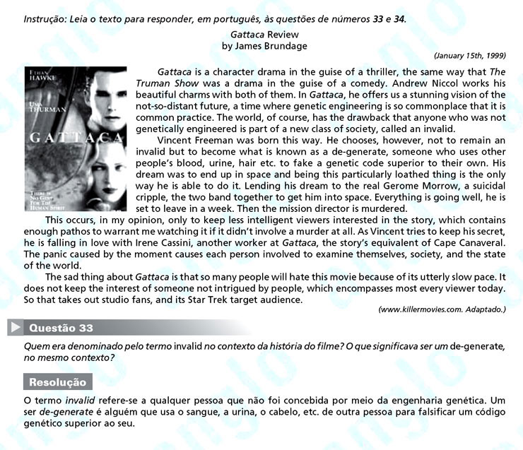 Unesp 2012 – segunda fase: questão 33 – Linguagens e Códigos