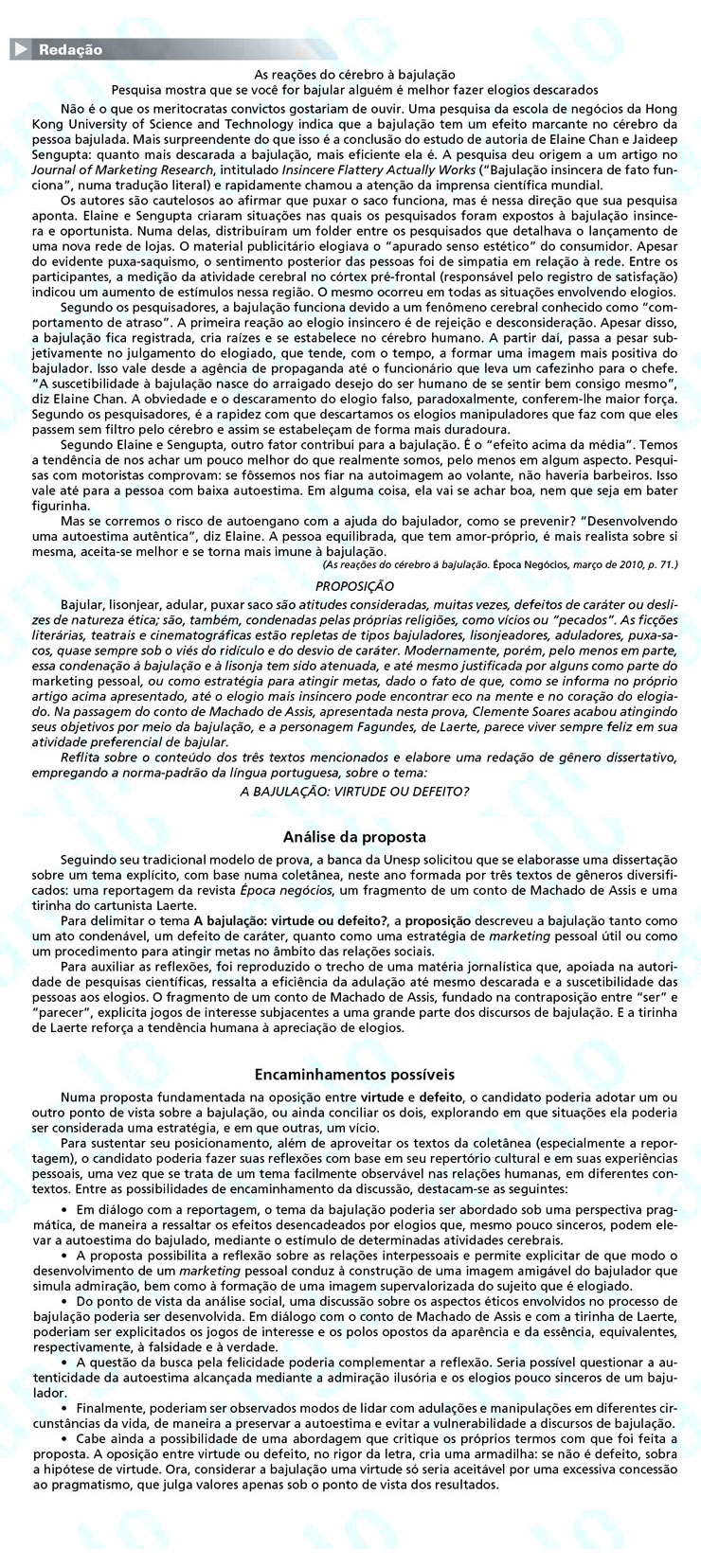 Unesp 2012 – segunda fase: redação