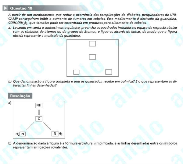 Unicamp 2012: Questão 18 (segunda fase) – Ciências da Natureza