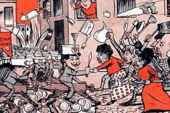Charge da revista “O Malho”, em 1904, parecia prever a revolta que se instalaria no Rio de Janeiro após a “vacinação compulsória” instituída por Oswaldo Cruz contra a varíola