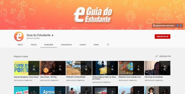 Canal do YouTube do Guia do Estudante