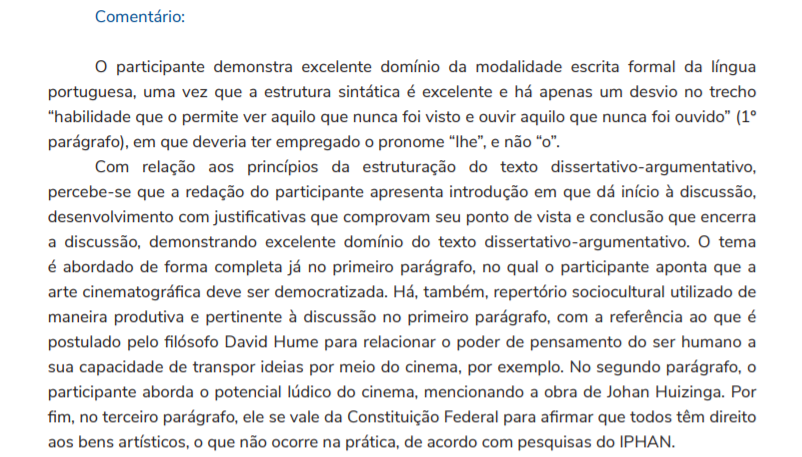 Comentário sobre a redação nota mil do candidato Gabriel Nogueira.