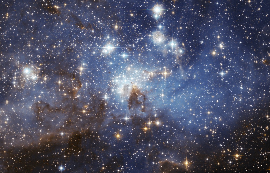 Uma região de surgimento de estrelas na Grande Nuvem de Magalhães
