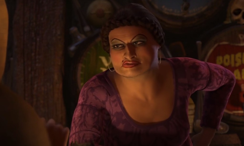 Doris, a irmã de Cinderella. Em Shrek, é uma personagem trans.