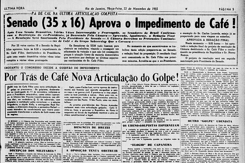 Jornal Ultima Hora noticia Impeachment de Café
