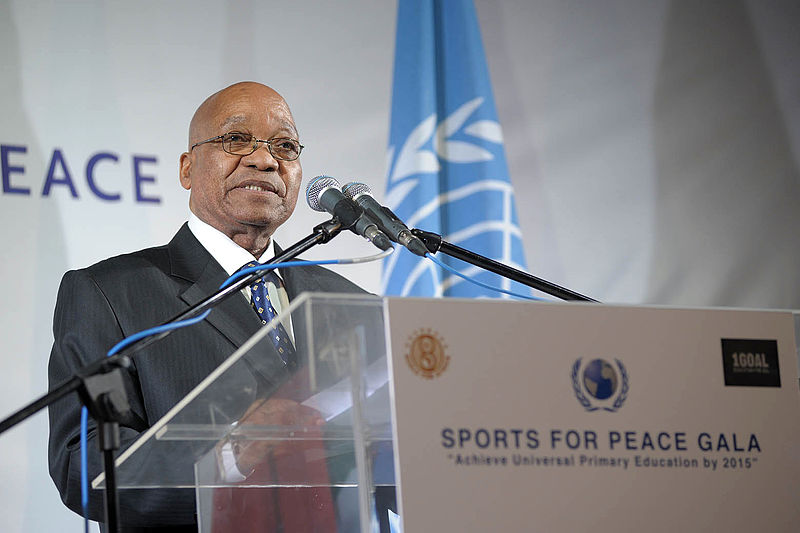 Ex-presidente da África do Sul, Jacob Zuma, no Sports for Peace Gala. Joanesburgo, 2010.