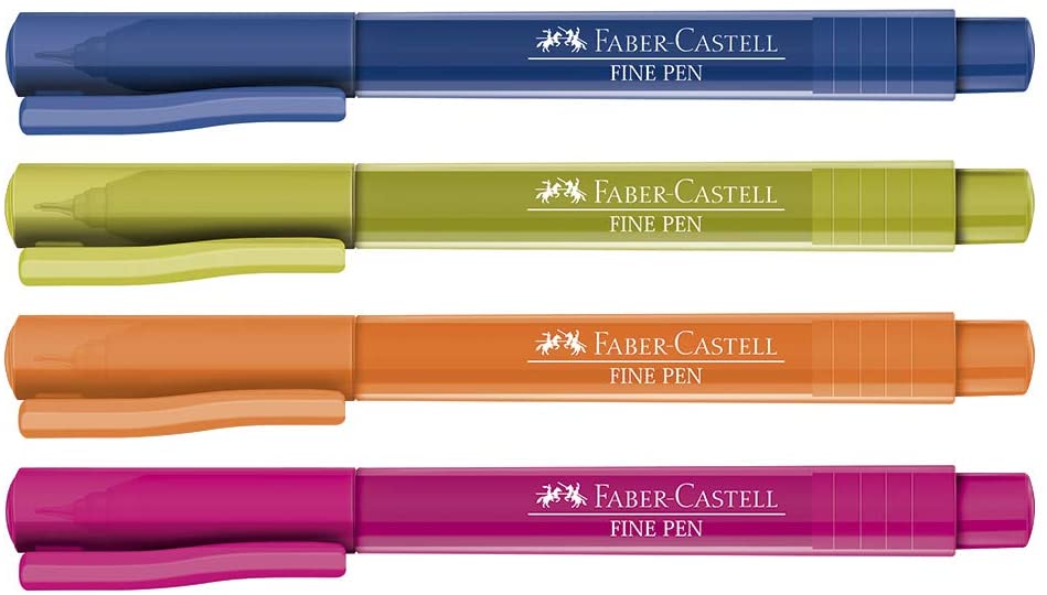 Caneta Ponta Fina, Faber-Castell, Fine Pen com 4 cores