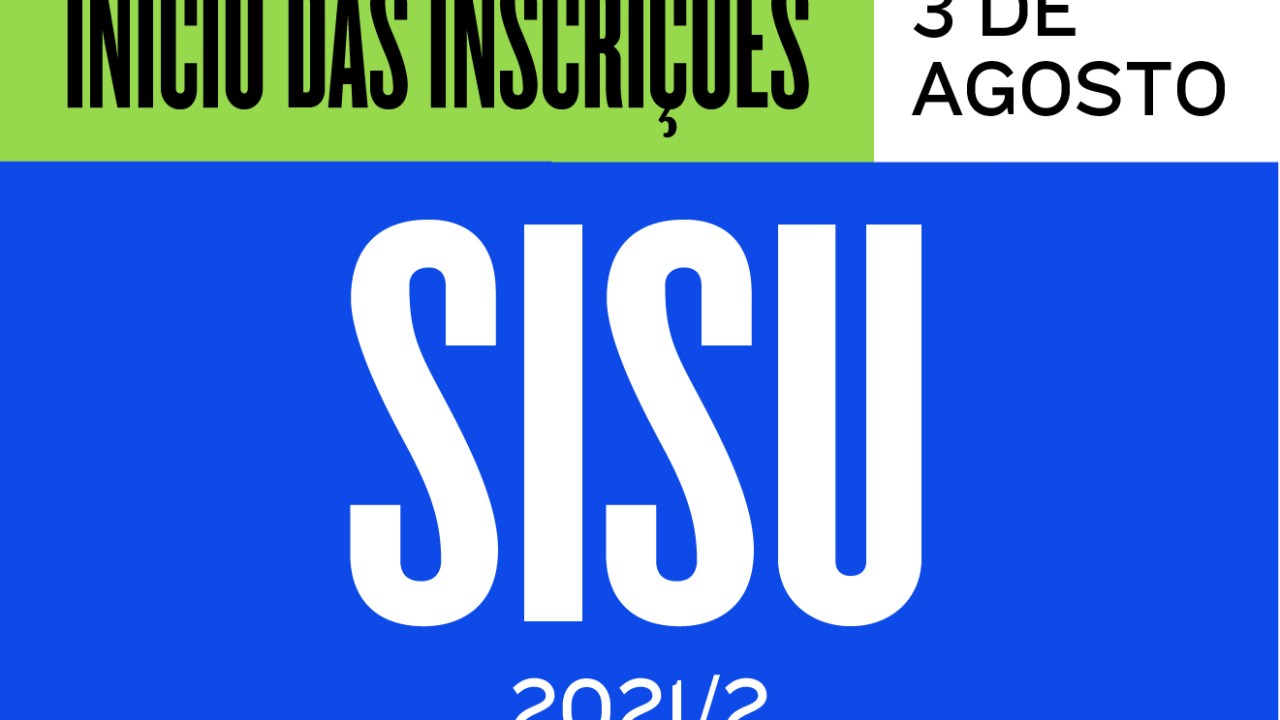 Card escrito "Início das Inscrições/ Sisu 2021/2/ 3 de agosto"