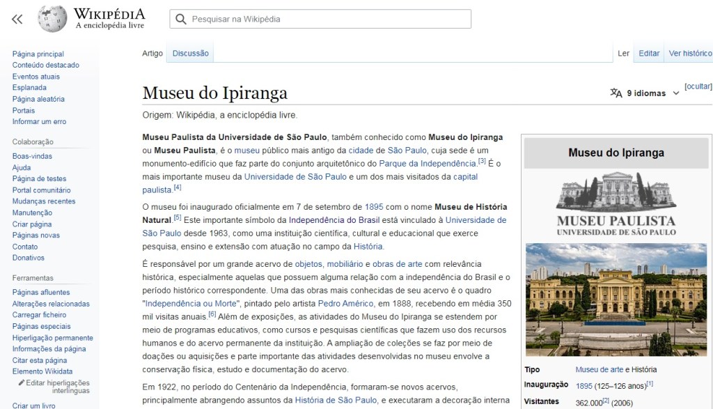 O Museu Paulista tem um trabalho voltado para a Wikipedia