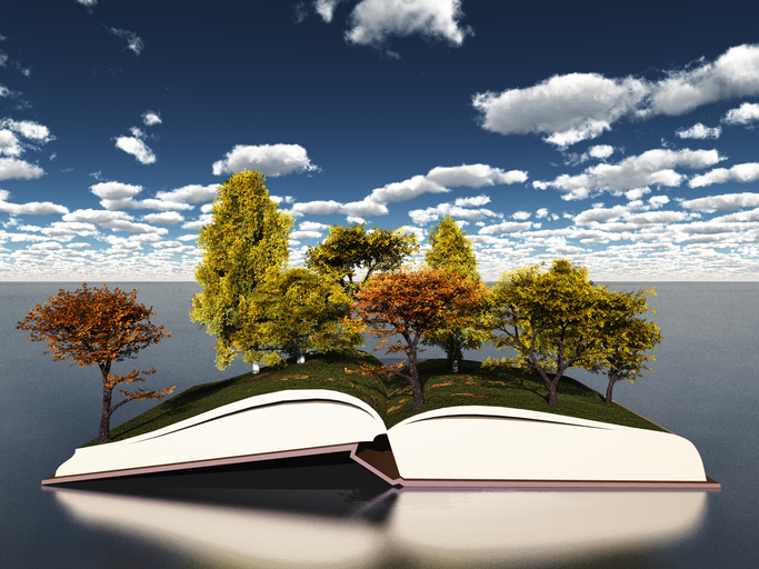 árvores nascem de dentro de livros