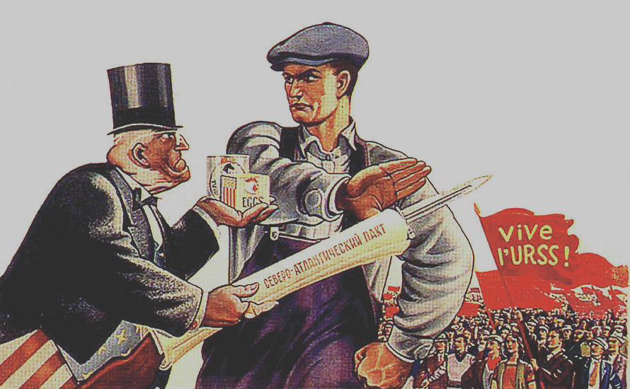 Pôster antigo com propaganda soviética